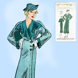 New York 414: 1930s Uncut Misses Slender Coat Sz 32 B Vintage Sewing Pattern