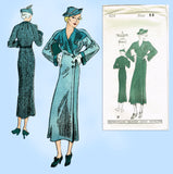 New York 414: 1930s Uncut Misses Slender Coat Sz 32 B Vintage Sewing Pattern