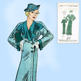 New York 414: 1930s Uncut Misses Slender Coat Sz 34 B Vintage Sewing Pattern