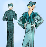 New York 414: 1930s Uncut Misses Slender Coat Sz 34 B Vintage Sewing Pattern
