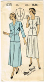1940s VTG New York Sewing Pattern 435 Uncut Misses Two Piece Dress Sz 34 Bust
