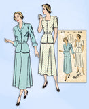 1940s VTG New York Sewing Pattern 435 Uncut Misses Two Piece Dress Sz 34 Bust