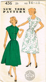 1940s Original Vintage New York Pattern 436 Uncut Misses Designer Dress Sz 32B