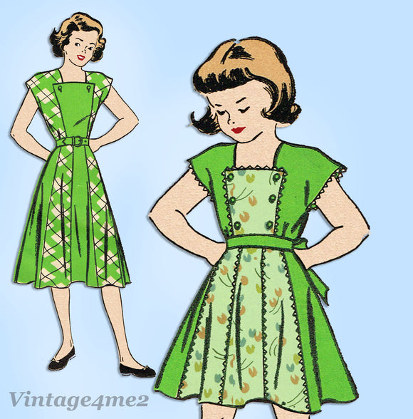 New York 478: 1940s Uncut Little Girls Dress Sz 12 Vintage Sewing Pattern