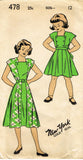 New York 478: 1940s Uncut Little Girls Dress Sz 12 Vintage Sewing Pattern