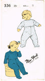 1940s Original Vintage New York Pattern 536 Cute Toddlers Footie Pajamas Size 2