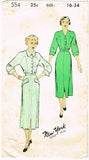 1940s Vintage New York Sewing Pattern 554 Misses Dress Great Lines Size 16 34B