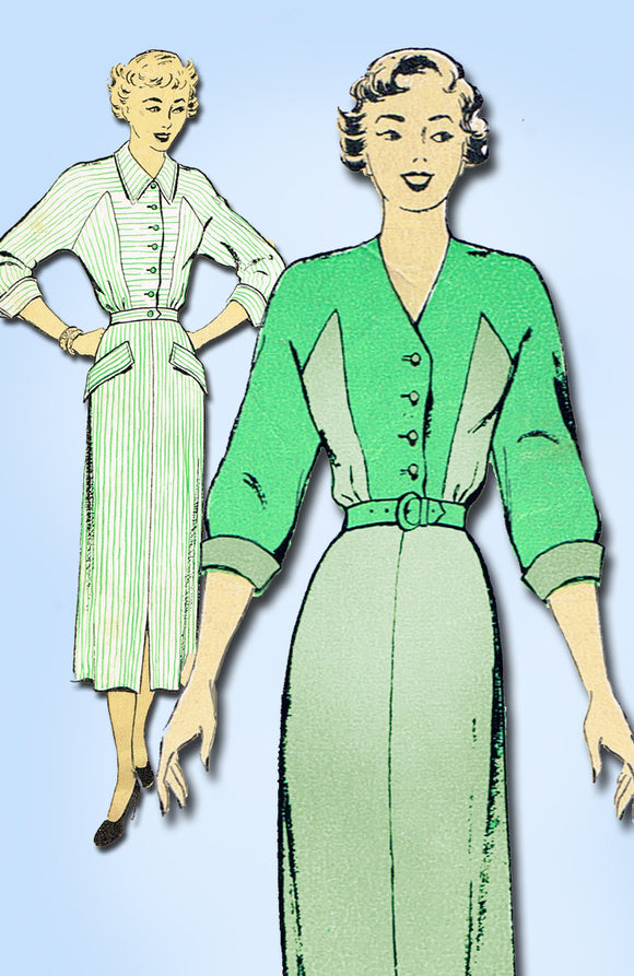 1940s Vintage New York Sewing Pattern 554 Misses Dress Great Lines Size 16 34B