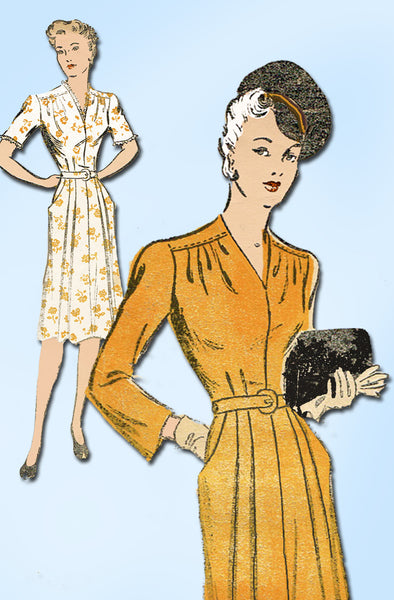 1940s Vintage New York Sewing Pattern 563 Misses WWII Street Dress Size 12 30B