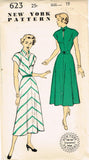New York 623: 1940s Uncut Misses Day Dress Sz 37 B Vintage Sewing Pattern