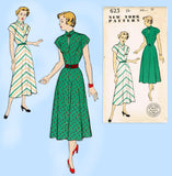 New York 623: 1940s Uncut Misses Day Dress Sz 37 B Vintage Sewing Pattern