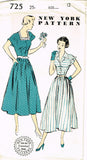 1940s Vintage New York Sewing Pattern 725 Uncut Misses Shirtwaist Dress Size 30B