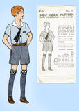 1930s Vintage New York Sewing Pattern 737 Uncut Toddler Boy's Suit Size 2
