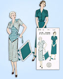 1940s Vintage New York Sewing Pattern 771 Uncut Misses Dress with Button On Apron Sz 32 Bust