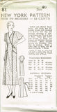 New York 81: 1930s Rare Uncut Plus Size Hooverette Dress 46 B Vintage Sewing Pattern