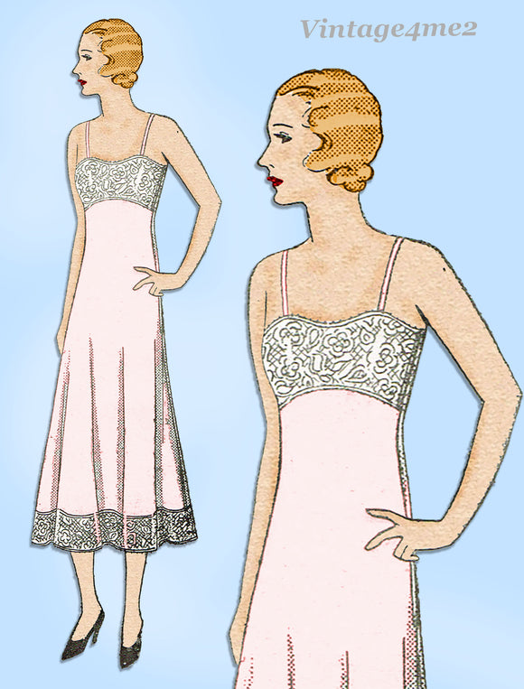New York 8357: 1930s Uncut Misses Lace Trim Slip Sz 34B Vintage Sewing Pattern