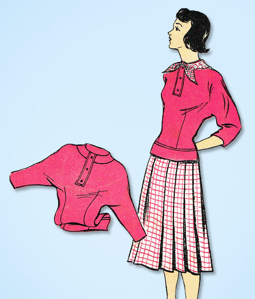1940s Vintage New York Sewing Pattern 841 Uncut Misses Skirt and Blouse Sz 33 B - Vintage4me2