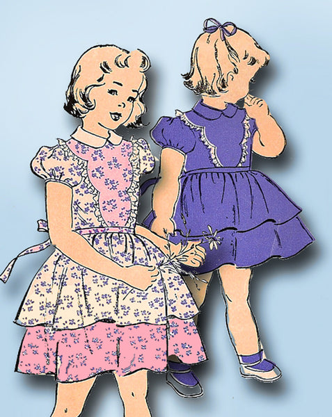 1940s Vintage New York Sewing Pattern 844 FF Toddler Girls Party Dress Size 2