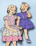 1940s Vintage New York Sewing Pattern 844 FF Toddler Girls Party Dress Size 2
