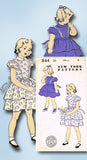 1940s Vintage New York Sewing Pattern 844 FF Toddler Girls Party Dress Size 2