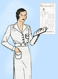 New York 86: 1930s Rare Uncut Nurses Uniform Dress 36 B Vintage Sewing Pattern