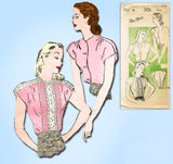 1940s Vintage New York Sewing Pattern 912 Uncut Misses Easy WWII Blouse Sz 36 B