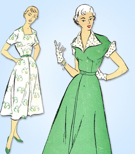 1950s Vintage New York Sewing Pattern 913 Uncut Misses Street Dress Size 15 33 B