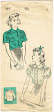 1940s Vintage New York Sewing Pattern 927 Charming Little Girls Blouse Size 8