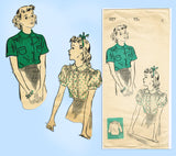 1940s Vintage New York Sewing Pattern 927 Charming Little Girls Blouse Size 8