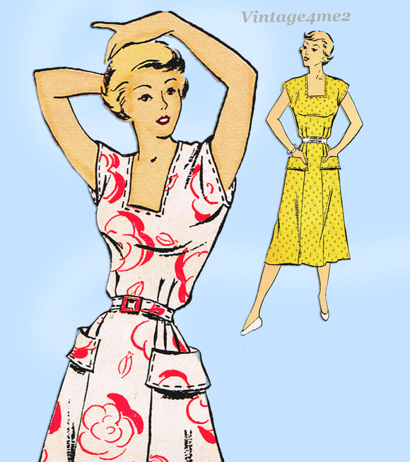 New York 933: 1940s Uncut Misses Easy Dress Size 36 Bust Vintage Sewing Pattern