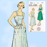 New York 935: 1940s Uncut Misses Sun Dress Size 38 Bust Vintage Sewing Pattern