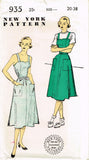 New York 935: 1940s Uncut Misses Sun Dress Size 38 Bust Vintage Sewing Pattern