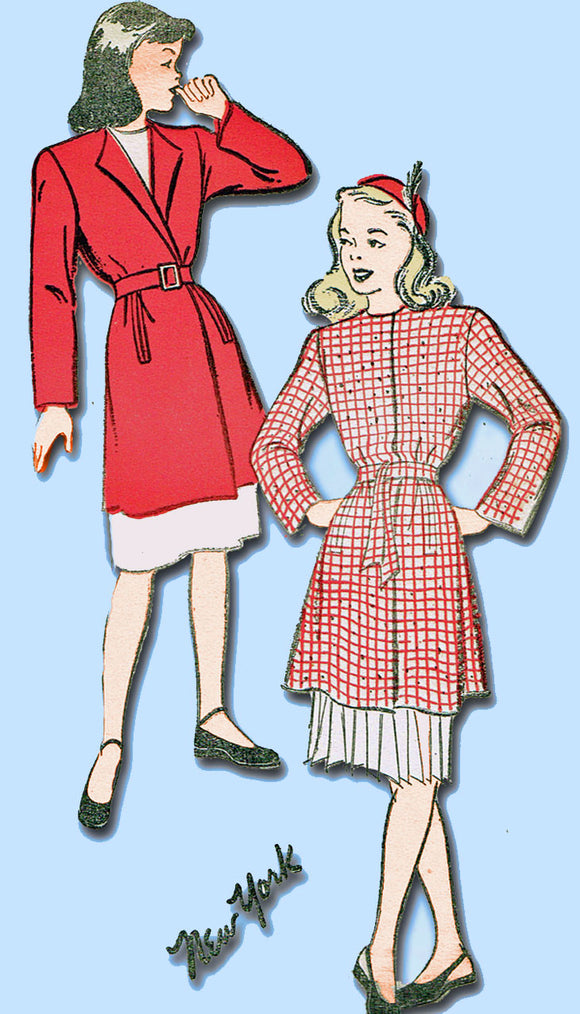 1940s Vintage New York Sewing Pattern 937 Uncut WWII Little Girls Coat Sz 12 - Vintage4me2