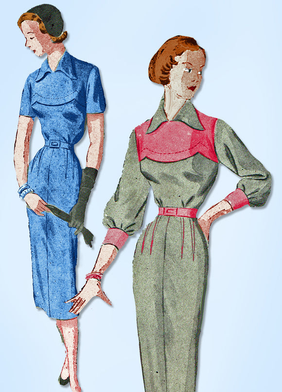 1950s Vintage New York Sewing Pattern 943 Uncut Misses Slender Dress Size 16 34B