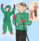 1940s Vintage New York Sewing Pattern 968 WWII Toddler Girls Snowsuit Size 6