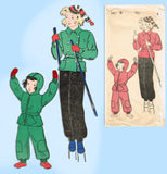 1940s Vintage New York Sewing Pattern 968 WWII Toddler Girls Snowsuit Size 6