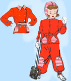 1940s Vintage New York Sewing Pattern 971 WWII Toddler Girls Snowsuit Size 4