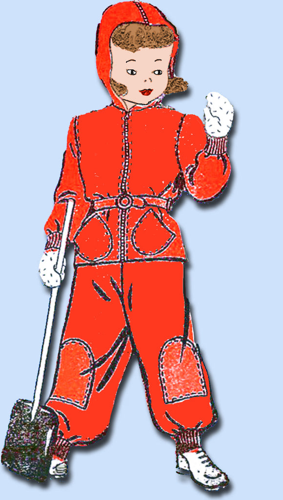 1940s Vintage New York Sewing Pattern 971 WWII Toddler Girls Snowsuit Size 6