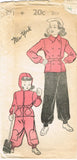 1940s Vintage New York Sewing Pattern 971 WWII Toddler Girls Snowsuit Size 4