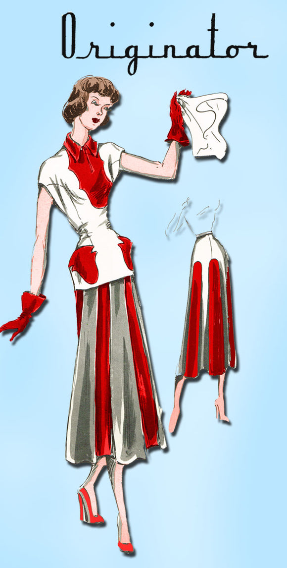 Originator Designs 1940s Very Rare Originator Designer Pattern 290 Misses Two Piece Dress ...