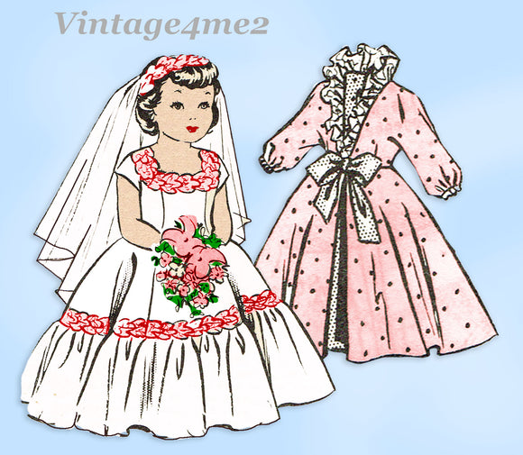 1960s Vintage Parade Mail Order Sewing Pattern 451 Uncut 18in Bridal Doll Clothes Set