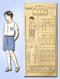 1920s Vintage Pictorial Review Patterns 2600 Boys Blouse & Short Trousers Sz 10
