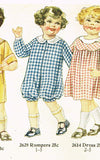 1920s Original Vintage Pictorial Review Pattern 2629 Toddlers Bubble Romper Sz 2