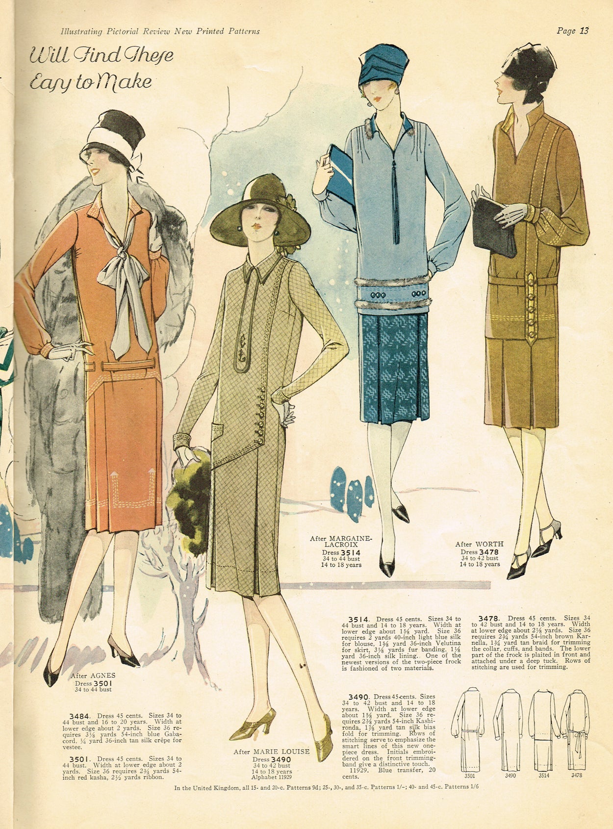 1920s Vintage Pictorial Review Pattern 3501 Misses Flapper Dress 38 B   Vintage4me2