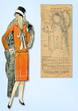 1920s Original Vintage Pictorial Review Pattern 3501 Misses Flapper Dress Sz 38B