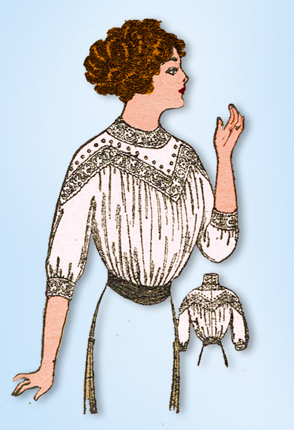 1900s Original Vintage Pictorial Review Pattern 3764 Ladies Yoke Waist Size 36 B