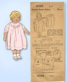 1910s Original Vintage Pictorial Review Sewing Pattern 4059 Baby Dress Sz 6 mos
