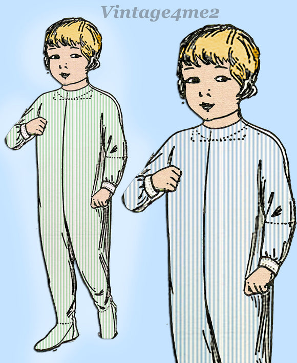 Pictorial Review 5301: 1910s Toddler Boys Night Drawers Sz 1 Vintage Sewing Pattern