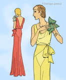 Pictorial Review 5891: 1930s Rare Uncut Evening Gown 40B Vintage Sewing Pattern