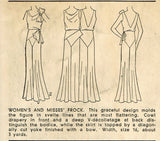 Pictorial Review 5891: 1930s Rare Uncut Evening Gown 40B Vintage Sewing Pattern